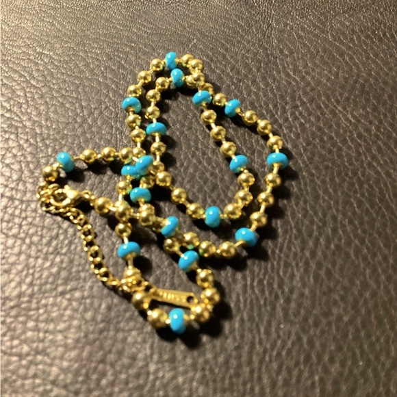 Yellow Gold Turquoise Beads Chain Choker - Picture 3 of 5